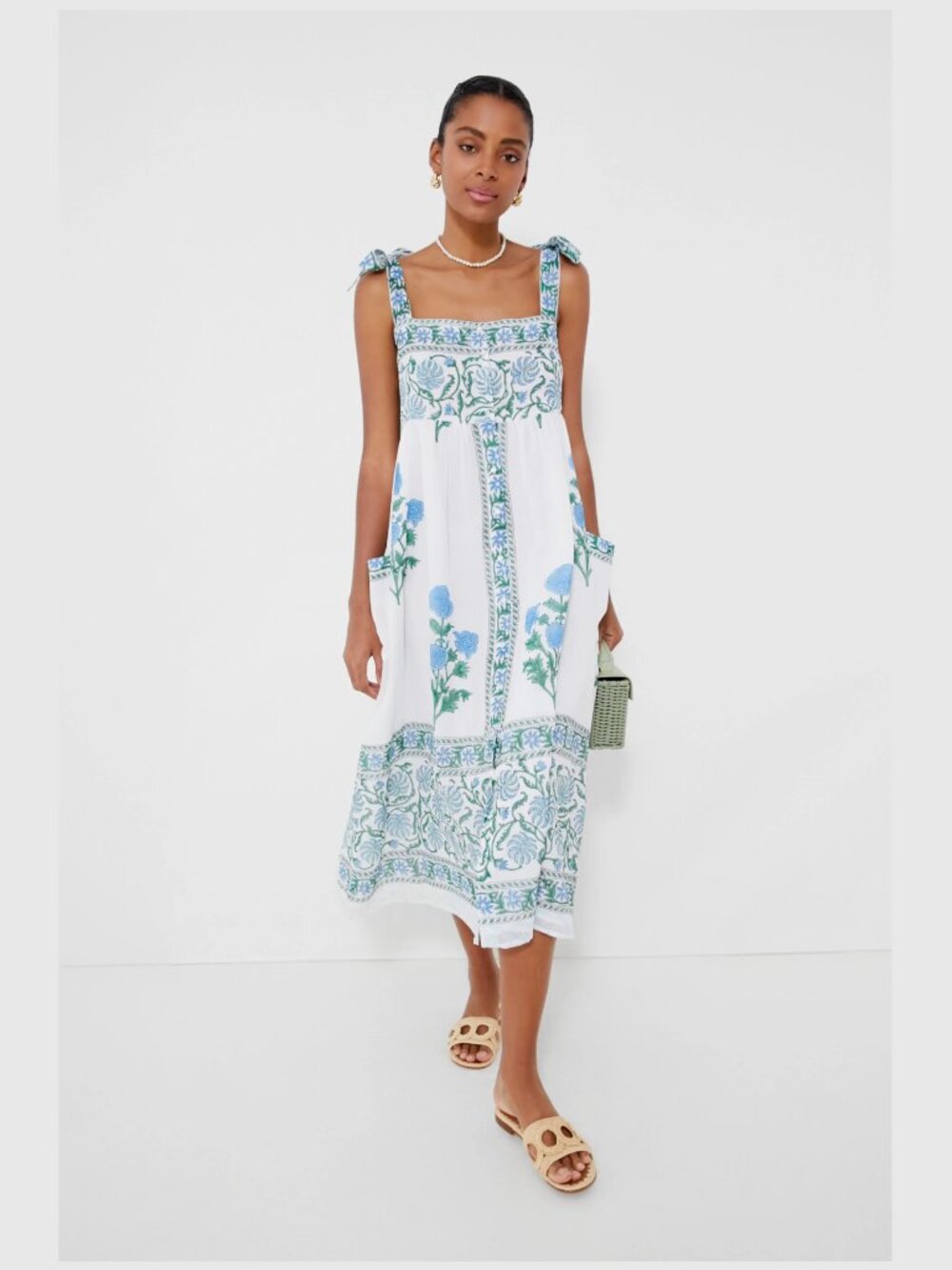 Juliet Dunn London Poppy Tie Shoulder Midi Dress 1 (SM)